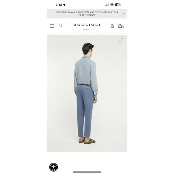 $400 Boglioli Chino Pants Blue - Designer, Italian Sz EU46. US Sz 30